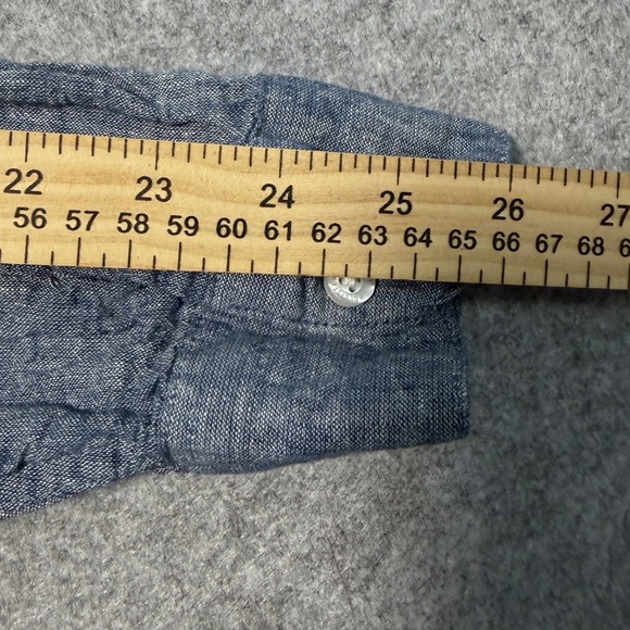 Hollister Slim Fit Band Collar Shirt Mens XL Blue Chambray Long Sleeve Button Up - Picture 8 of 8